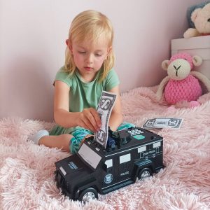 Zenélő, kódolható játék pénzszállító autó, persely - papír + érme tartó (BBJ) - Image 7