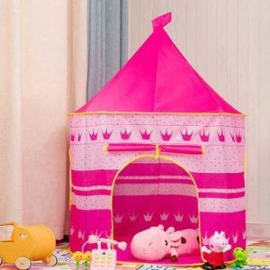 Rózsaszín varázskastély játszósátor - hordozható, kültérre, beltérre, 135x105cm (BBJ) - Image 4