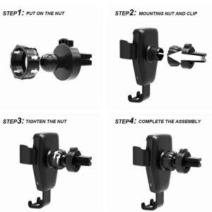 Praktikus 2 az 1-ben autós telefontartó és vezeték nélküli gyors töltőállvány – QI kompatibilis, szellőzőrácsra helyezhető töltő autóba(BBV) (BBD) - Image 6