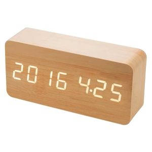 Fa borítású, világos színű LED-es ébresztőóra - hanghatásokkal irányítható (BBV) (BBD) - Image 8