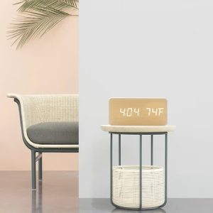 Fa borítású, világos színű LED-es ébresztőóra - hanghatásokkal irányítható (BBV) (BBD) - Image 6