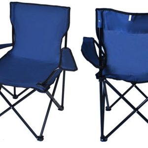 Összecsukható és könnyen hordozható kempingszék italtartós karfával és 120 kg teherbírással - kék horgászszék (BBL) - Image 6