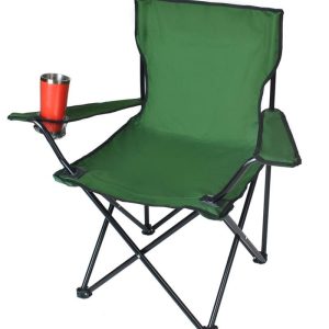 Összecsukható és könnyen hordozható kempingszék italtartós karfával és 120 kg teherbírással - zöld horgászszék (BBL) - Image 4