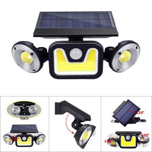 JY-1729 kültéri napelemes falilámpa 54 COB LED-del - vízálló, mozgásérzékelős szolár lámpa (BBV) - Image 9