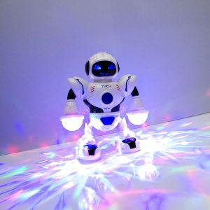 Táncoló, zenélő világító robot - karjában LED lámpákkal, forgó fénysugarakkal HT-01 (BBJ) - Image 3