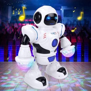 Táncoló, zenélő világító robot - karjában LED lámpákkal, forgó fénysugarakkal HT-01 (BBJ) - Image 2