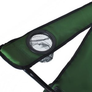 Összecsukható és könnyen hordozható kempingszék italtartós karfával és 120 kg teherbírással - zöld horgászszék (BBL) - Image 14