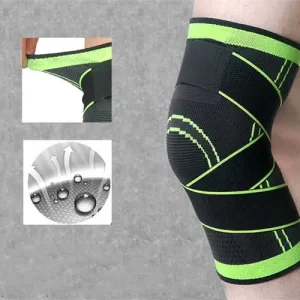 Kompressziós térdrögzítő állítható pántokkal sportoláshoz és térdfájdalmak ellen – zöld-fekete - 3XL (BBM) (BBKM) - Image 4