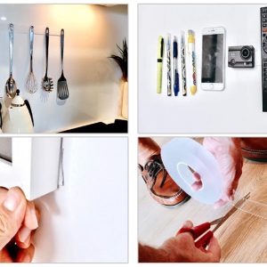 Extra erős, vízálló, rugalmas kétoldalas nano ragasztószalag - 1 méter, átlátszó (BBM) - Image 4