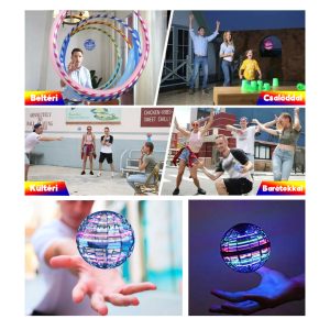 Gyro Ball trükkös LED-es akkumulátoros lebegő labda, USB - 360°-ban forog (BBJ) - Image 3