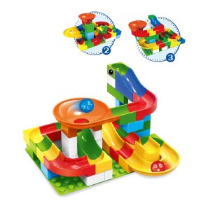 54 részes, kreatívan építhető, puzzle versenypálya, játékgolyókkal (BBJ)