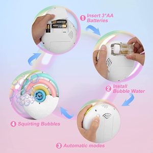 Szivárványos, vállra akasztható buborékfújó gép és éjszakai fény (BBJ) - Image 5