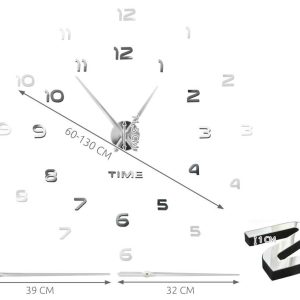 Csináld magad 3D falióra öntapadós elemekkel - DIY kreatív modern falióra - ezüst színű (BBV) - Image 4