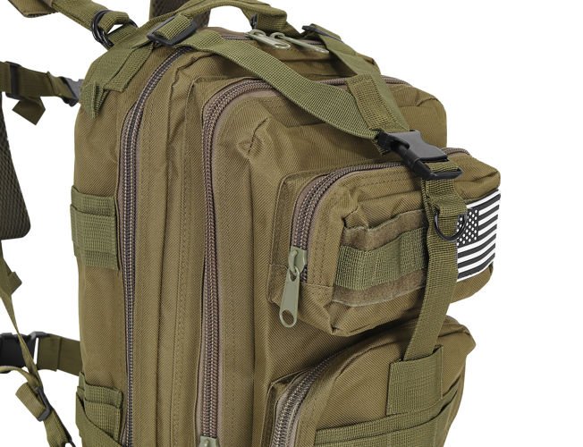 30 L-es ergonomikus khaki színű katonai hátizsák amerikai zászlós felvarróval (BB8916) (17)