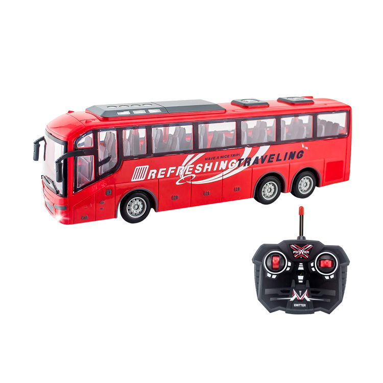 32cm-es játék busz működő fényszórókkal és 27MHz-es frekvenciájú távirányítóval (BBJ) (1)