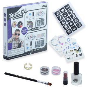 Könnyen lemosható trendi tetoválás készítő szett gyerekeknek - matricákkal, mintákkal, csillámokkal (BBJ) - Image 1