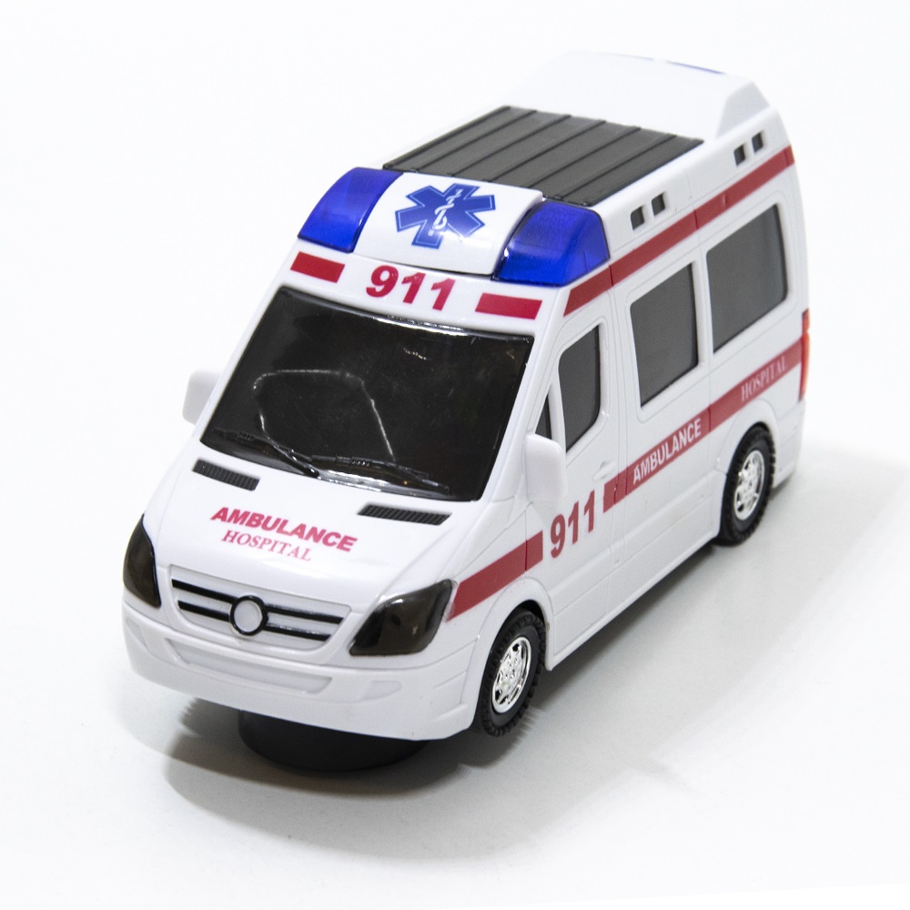 LED-es szirénázó játék mentőautó – tolat, kanyarodik, fékez