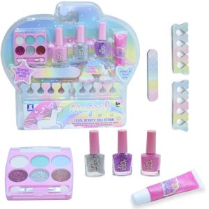 Varázslatos csillogó kislány sminkkészlet - szájfénnyel, körömlakkokkal, szemhéjfesték palettával (BBJ)