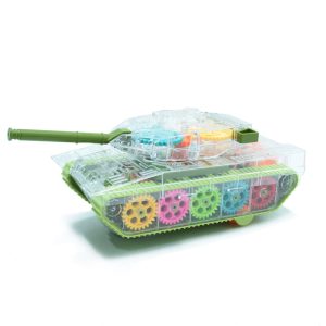 Világító, zenélő, átlátszó fogaskerék tank - színes világító zenés lámpás játék kicsiknek (BBJ) - Image 5