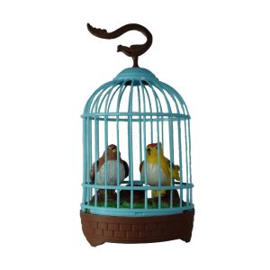 Kedvesen éneklő és táncoló kismadarak kalitkában led világítással (BBJ) - Image 2