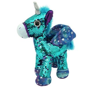 Aranyos plüss egyszarvú csillogó flitterekkel és mesebeli szárnyakkal - változó színű simiflitteres csillám póni (BBJ) - Image 5