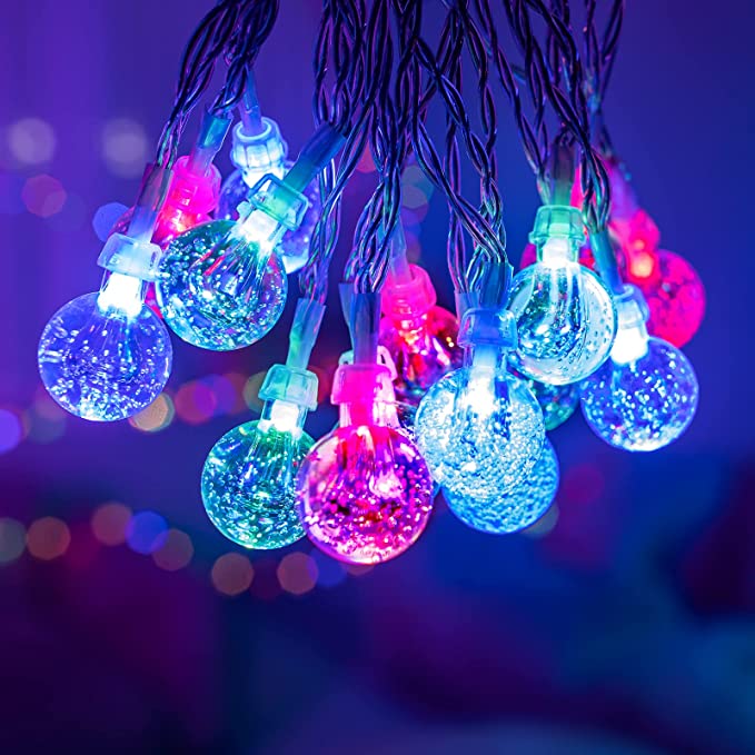 Színes karácsonyi fényfüzér üveggolyókkal beltérre – 30 LED, 3 méter (BBV) (10)