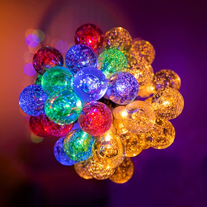 Színes karácsonyi fényfüzér üveggolyókkal beltérre – 30 LED, 3 méter (BBV) (11)