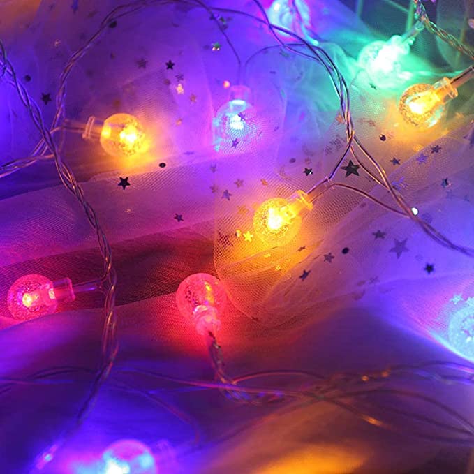 Színes karácsonyi fényfüzér üveggolyókkal beltérre – 30 LED, 3 méter (BBV) (3)