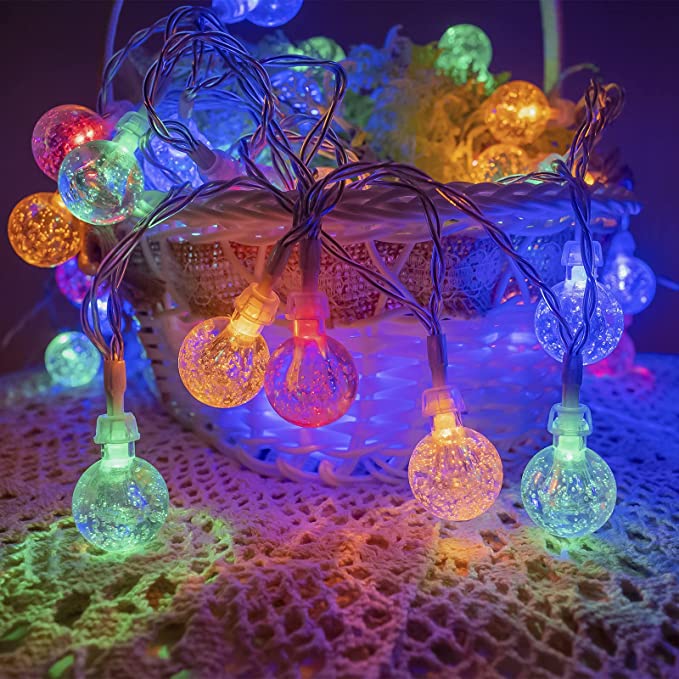 Színes karácsonyi fényfüzér üveggolyókkal beltérre – 30 LED, 3 méter (BBV) (6)