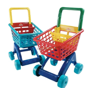 Színes tologatós bevásárlókocsi gyerekeknek babaültetővel (BBJ)