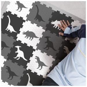 9 db-os, dínós habszivacs puzzle, játszószőnyeg és építőkocka – habtapi (BBJ)