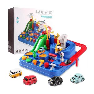 Car adventure izgalmas játék autópálya szett 4 db kisautóval és helikopterrel (BBJ)