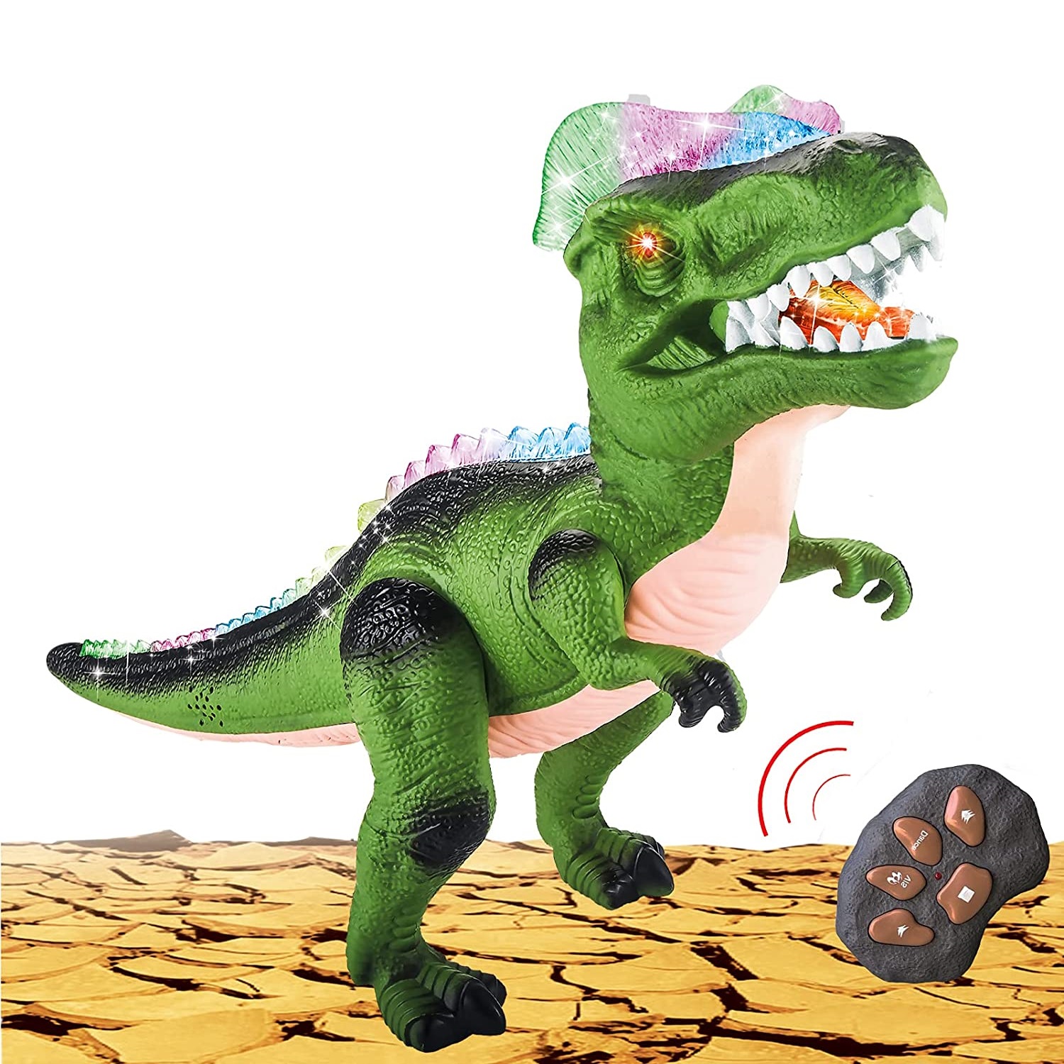 Dilophosaurus távirányítós játék dínó világító dupla taréjjal (3)