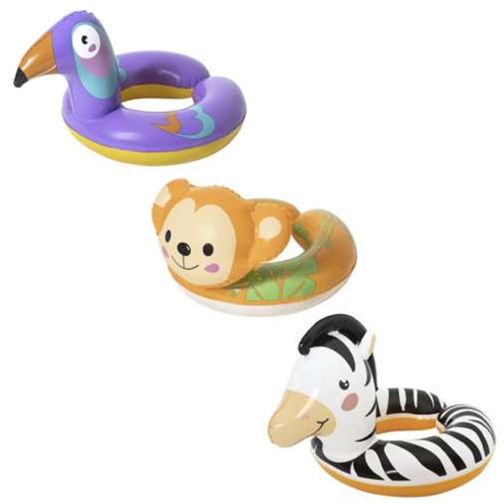 Bestway 3 db-os rugalmas anyagból készült úszógumi szett gyerekeknek – tukán, zebra, majom (BB-17782) (2)