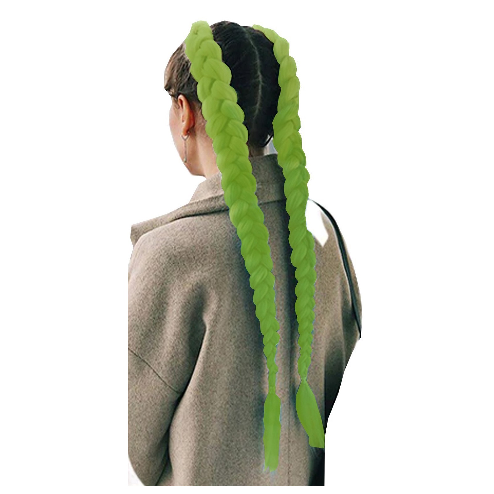 Hőálló, formázható szintetikus hajfonat, farsanghoz, partikhoz, leánybúcsúra – 60 cm, zöld (BB-10352) (2)