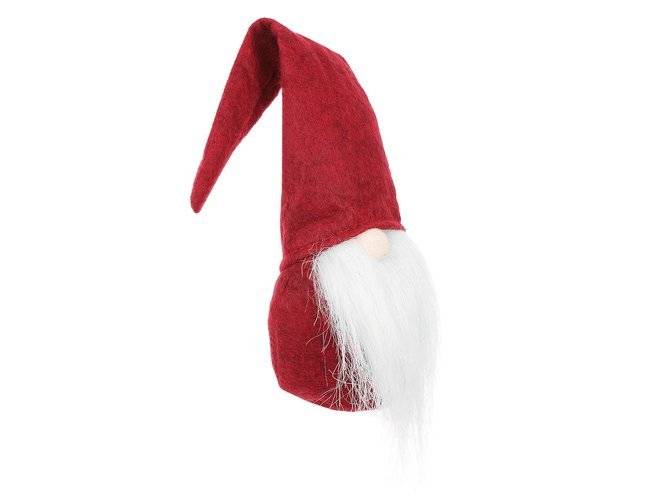 Karácsonyi manó dekoráció, piros sapkával, fehér szakállal – 30 x 8 cm (BB-11422) (10)