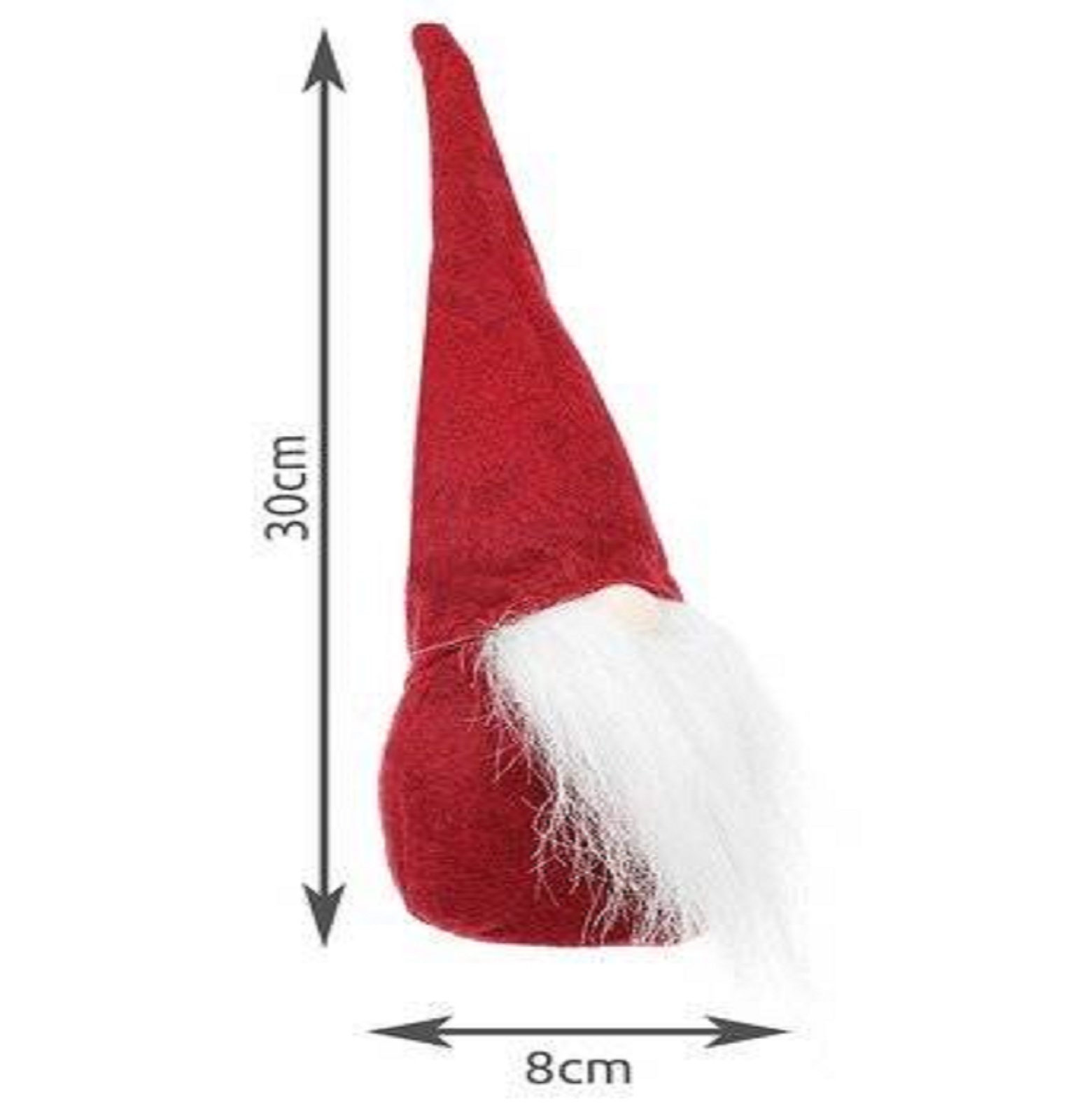 Karácsonyi manó dekoráció, piros sapkával, fehér szakállal – 30 x 8 cm (BB-11422) (3)