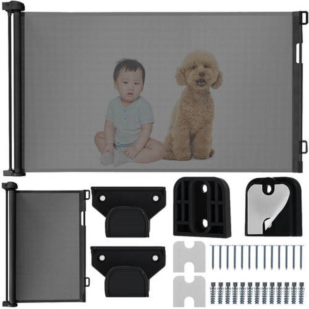 Kihúzható védőkorlát gyermekek és háziállatok védelmére – 79 x 149 cm, fekete színű (BB-19380) (6)
