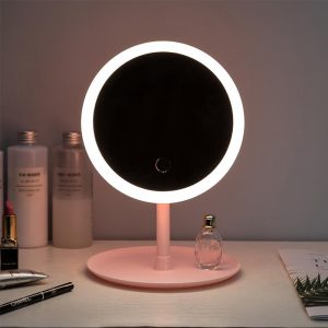 90°-ban forgatható, USB sminktükör LED világítással és 3 féle fényerősséggel - rózsaszín (BBV) - Image 10