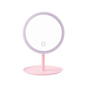 90°-ban forgatható, USB sminktükör LED világítással és 3 féle fényerősséggel - rózsaszín (BBV) - Image 12