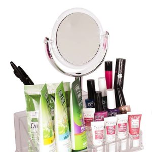 Kozmetikai rendszerező rengeteg rekesszel és kivehető, 360°-ban forgatható, 5x nagyítású sminktükörrel (BBV) - Image 7