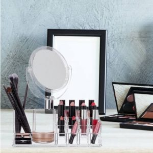 Kozmetikai rendszerező rengeteg rekesszel és kivehető, 360°-ban forgatható, 5x nagyítású sminktükörrel (BBV) - Image 5