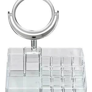 Kozmetikai rendszerező rengeteg rekesszel és kivehető, 360°-ban forgatható, 5x nagyítású sminktükörrel (BBV) - Image 15