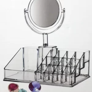 Kozmetikai rendszerező rengeteg rekesszel és kivehető, 360°-ban forgatható, 5x nagyítású sminktükörrel (BBV) - Image 8
