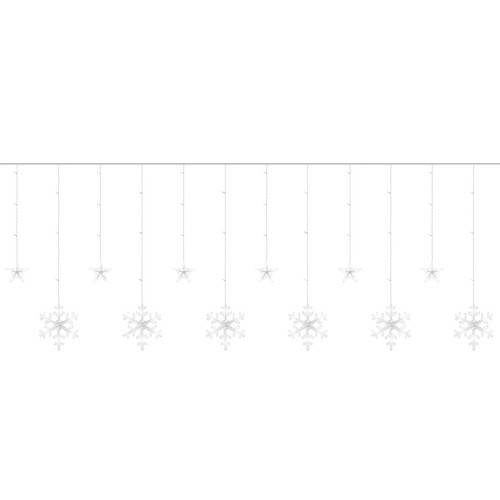 138 LED-es fényfüggöny csillagokkal és hópelyhekkel, kül-, és beltérre egyaránt – 2,5 x 1 m, hideg fehér (BB-19746) (10)
