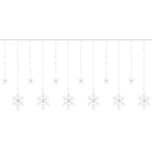 138 LED-es fényfüggöny csillagokkal és hópelyhekkel, kül-, és beltérre egyaránt – 2,5 x 1 m, hideg fehér (BB-19746) (9)