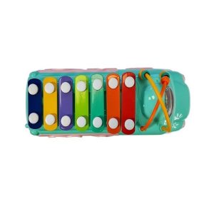 3 az 1-ben interaktív, készségfejlesztő zenélő kisbusz gyerekeknek - xilofonnal, színes gyöngyökkel, különféle formájú kockákkal (BBJ) - Image 5
