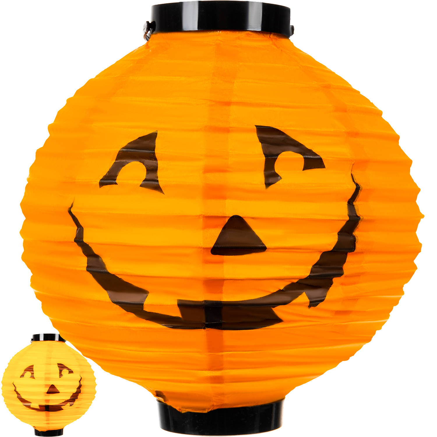 Halloweeni világító tök lampion dekoráció akasztóval – 23 x 20 x 20 cm, narancssárga (BB-20162) (4)
