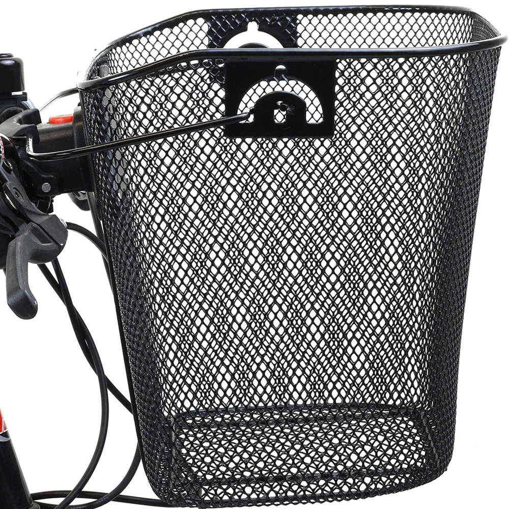 Kormányra rögzíthető tágas, fém kerékpár kosár – 6 kg-os teherbírással, fekete (BB-2355) (13)
