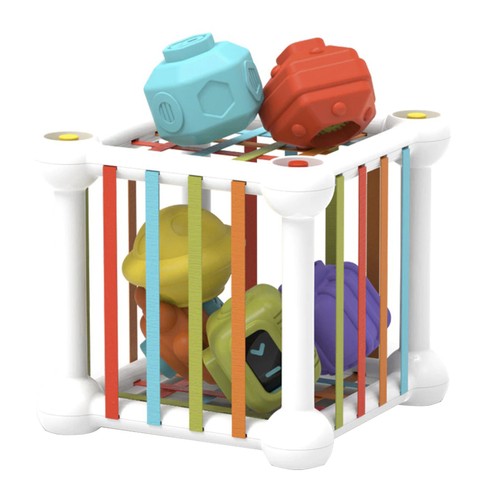 Kruzzel kézügyességfejlesztő kocka gyerekeknek-, és babáknak – 6 db színes formával (BB-20377) (8)